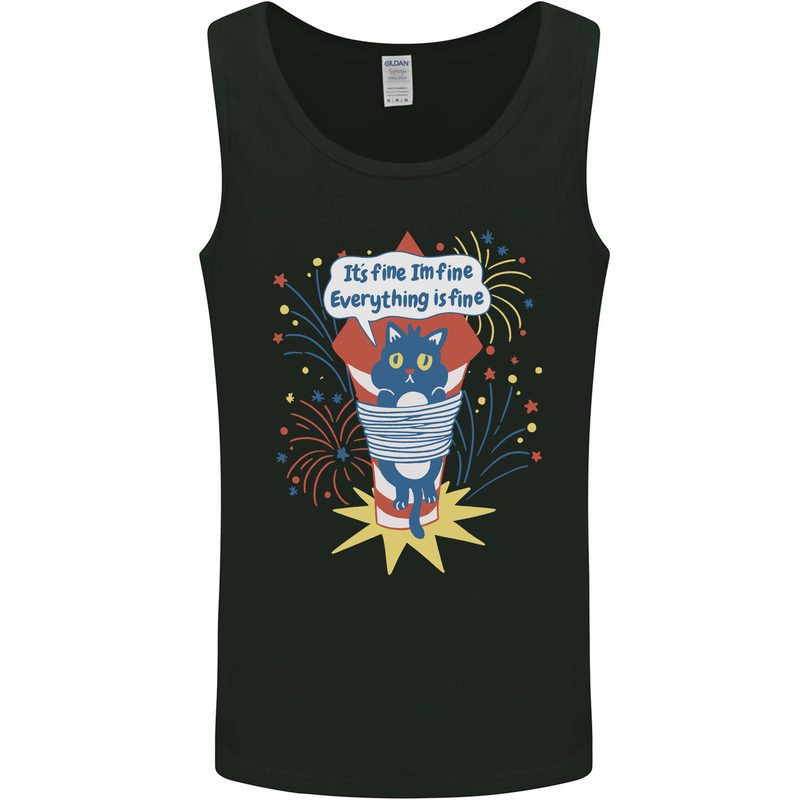 I'm Fine Funny at Fireworks Bonfire Day July 4th Mens Vest Tank Top Black