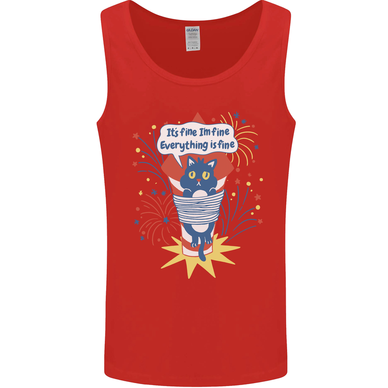 I'm Fine Funny at Fireworks Bonfire Day July 4th Mens Vest Tank Top Red