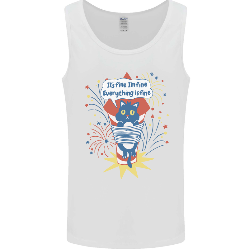 I'm Fine Funny at Fireworks Bonfire Day July 4th Mens Vest Tank Top White