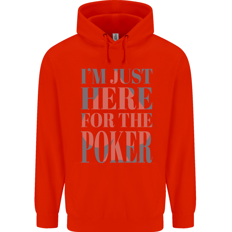 I'm Just Here For the Poker Mens 80% Cotton Hoodie Bright Red