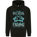 I'm Not Anti Social Funny Fishing Fisherman Childrens Kids Hoodie Black