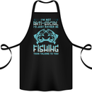 I'm Not Anti Social Funny Fishing Fisherman Cotton Apron 100% Organic Black
