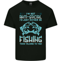 I'm Not Anti Social Funny Fishing Fisherman Kids T-Shirt Childrens Black