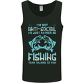 I'm Not Anti Social Funny Fishing Fisherman Mens Vest Tank Top Black