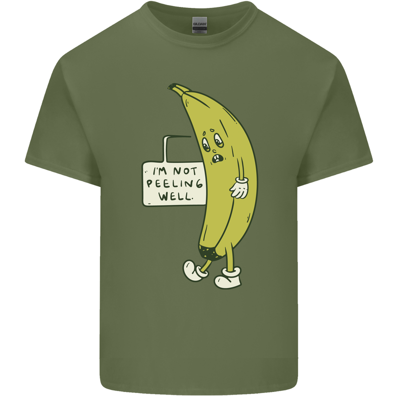 I'm Not Peeling Well Funny Ill Banana Mens Cotton T-Shirt Tee Top Military Green