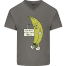 I'm Not Peeling Well Funny Ill Banana Mens V-Neck Cotton T-Shirt Charcoal