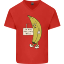 I'm Not Peeling Well Funny Ill Banana Mens V-Neck Cotton T-Shirt Red