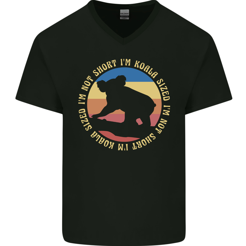 I'm Not Short I'm Koala Sized Funny Bear Mens V-Neck Cotton T-Shirt Black