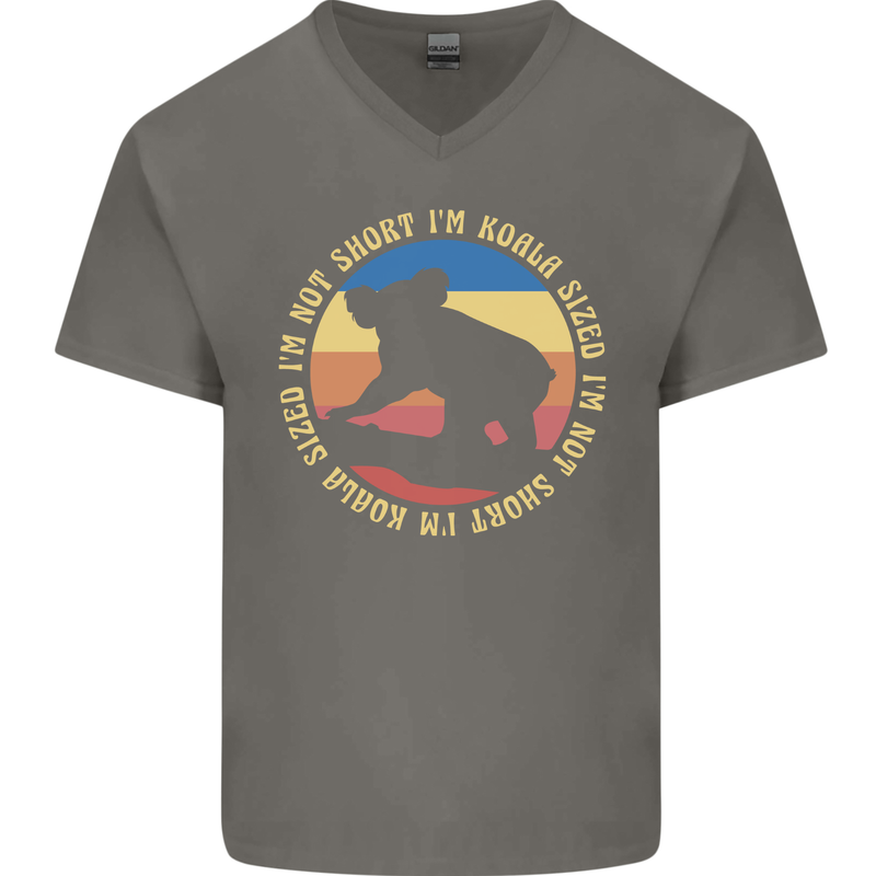 I'm Not Short I'm Koala Sized Funny Bear Mens V-Neck Cotton T-Shirt Charcoal