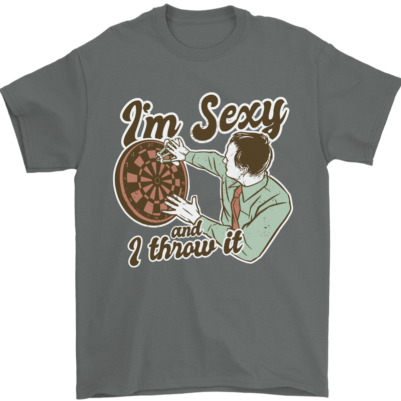 I'm Sexy and I Throw It Funny Darts Player Mens T-Shirt 100% Cotton Charcoal