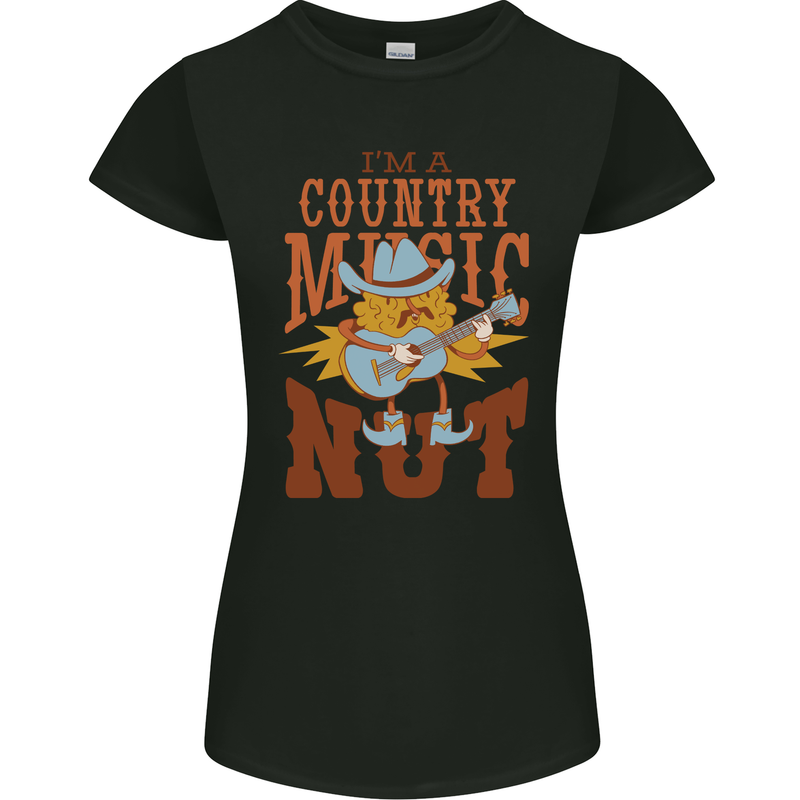 I'm a Country Music Nut Guitar Womens Petite Cut T-Shirt Black