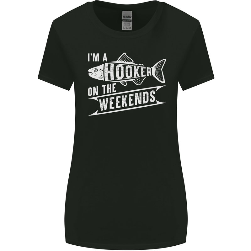 I'm a Hooker at the Weekends Funny Fishing 2 Womens Wider Cut T-Shirt Black