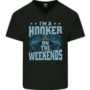I'm a Hooker at the Weekends Funny Fishing Mens V-Neck Cotton T-Shirt Black