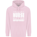 I'm a Nurse Whats Your Superpower Nursing Funny Childrens Kids Hoodie Light Pink
