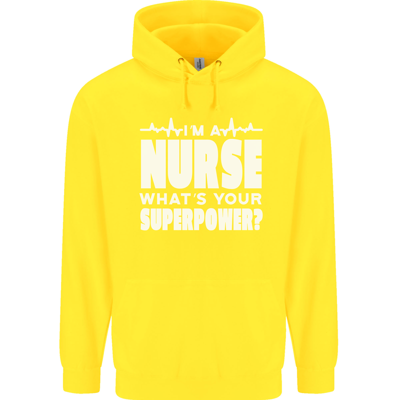 I'm a Nurse Whats Your Superpower Nursing Funny Childrens Kids Hoodie Yellow