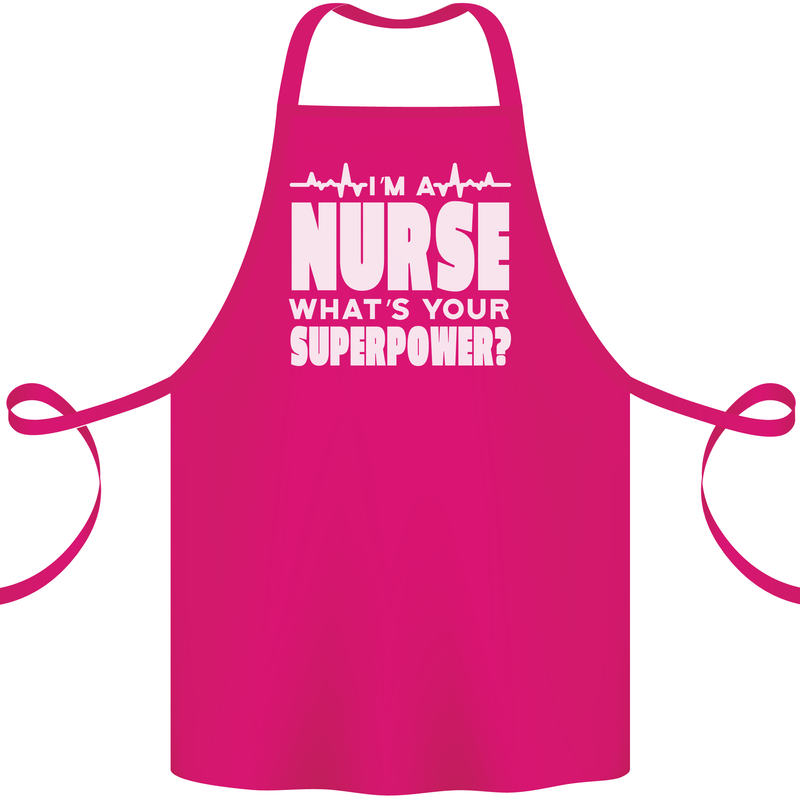 I'm a Nurse Whats Your Superpower Nursing Funny Cotton Apron 100% Organic Pink