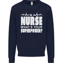 I'm a Nurse Whats Your Superpower Nursing Funny Kids Sweatshirt Jumper Navy Blue