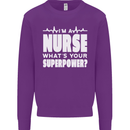 I'm a Nurse Whats Your Superpower Nursing Funny Kids Sweatshirt Jumper Purple