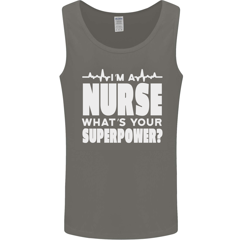 I'm a Nurse Whats Your Superpower Nursing Funny Mens Vest Tank Top Charcoal