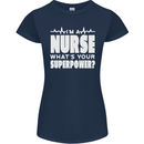 I'm a Nurse Whats Your Superpower Nursing Funny Womens Petite Cut T-Shirt Navy Blue