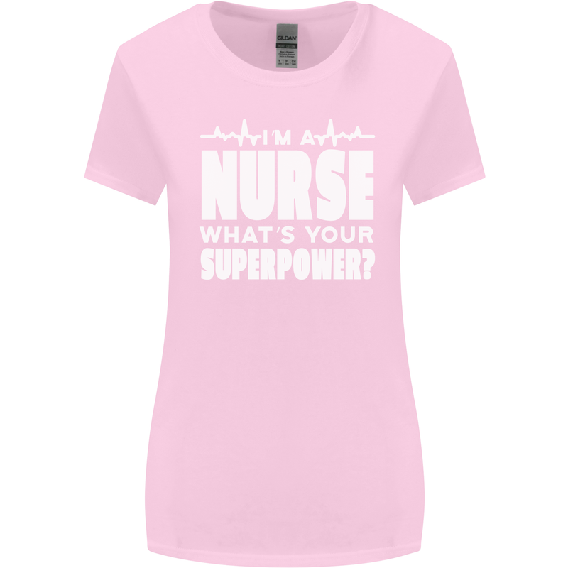 I'm a Nurse Whats Your Superpower Nursing Funny Womens Wider Cut T-Shirt Light Pink
