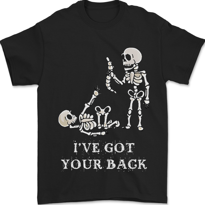 a black t - shirt with a skeleton holding a skeleton