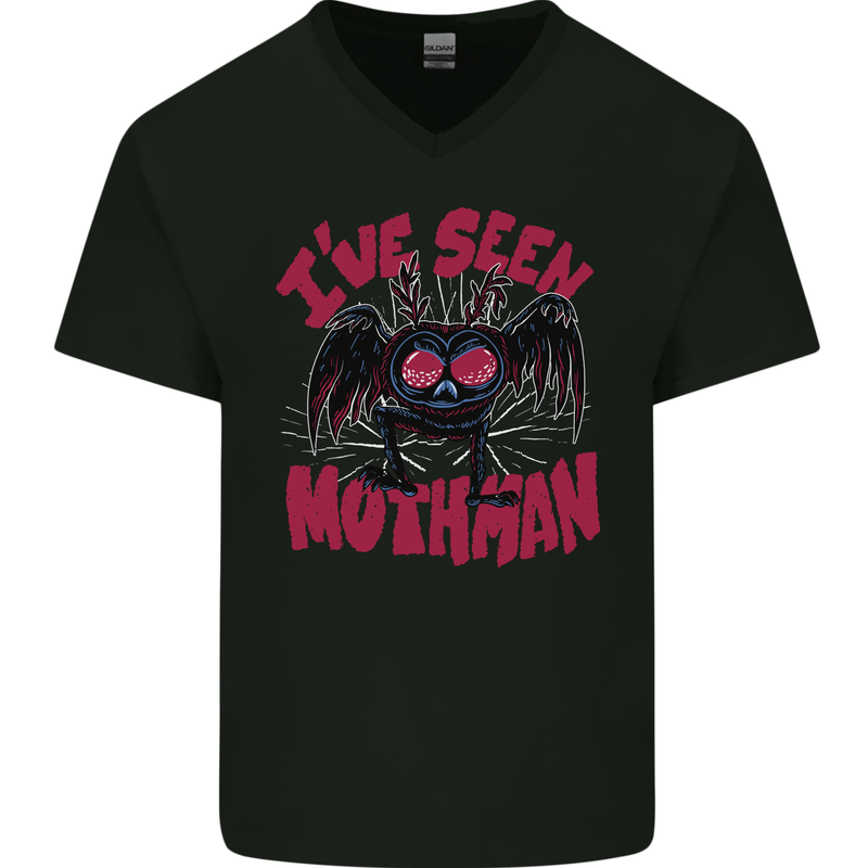 I've Seen Mothman Mens V-Neck Cotton T-Shirt Black