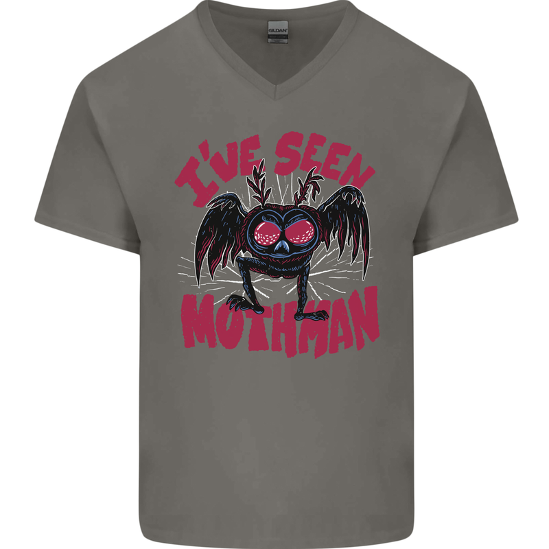 I've Seen Mothman Mens V-Neck Cotton T-Shirt Charcoal