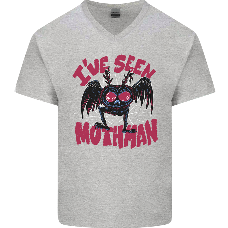 I've Seen Mothman Mens V-Neck Cotton T-Shirt Sports Grey