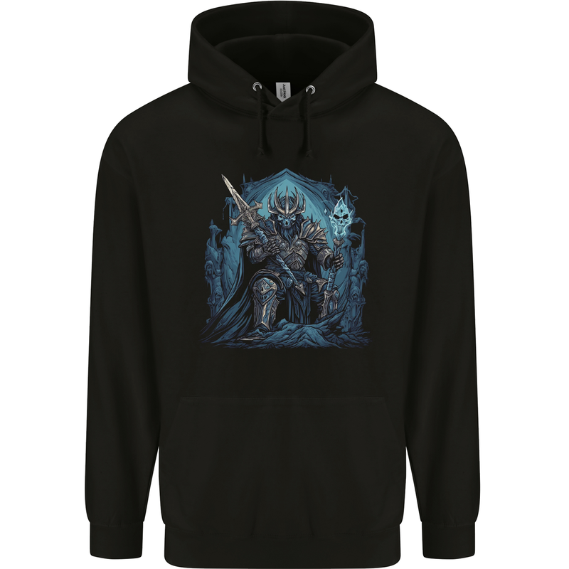 Ice Cavern Fantasy Skull King Childrens Kids Hoodie Black