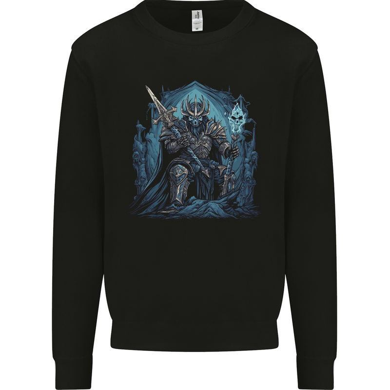Ice Cavern Fantasy Skull King Kids Sweatshirt Jumper Black