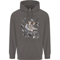 Ice Hockey Boots Stick & Pucks Mens 80% Cotton Hoodie Charcoal