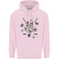 Ice Hockey Boots Stick & Pucks Mens 80% Cotton Hoodie Light Pink