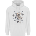 Ice Hockey Boots Stick & Pucks Mens 80% Cotton Hoodie White