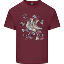 Ice Hockey Boots Stick & Pucks Mens Cotton T-Shirt Tee Top Maroon