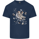 Ice Hockey Boots Stick & Pucks Mens Cotton T-Shirt Tee Top Navy Blue