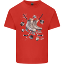 Ice Hockey Boots Stick & Pucks Mens Cotton T-Shirt Tee Top Red