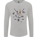 Ice Hockey Boots Stick & Pucks Mens Long Sleeve T-Shirt Sports Grey