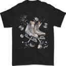 Ice Hockey Boots Stick & Pucks Mens T-Shirt 100% Cotton Black