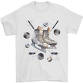 Ice Hockey Boots Stick & Pucks Mens T-Shirt 100% Cotton White