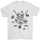 Ice Hockey Boots Stick & Pucks Mens T-Shirt 100% Cotton White