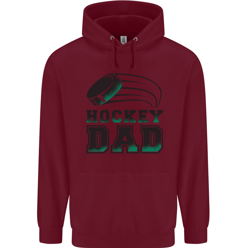 Ice Hockey Dad Fathers Day Childrens Kids Hoodie Maroon