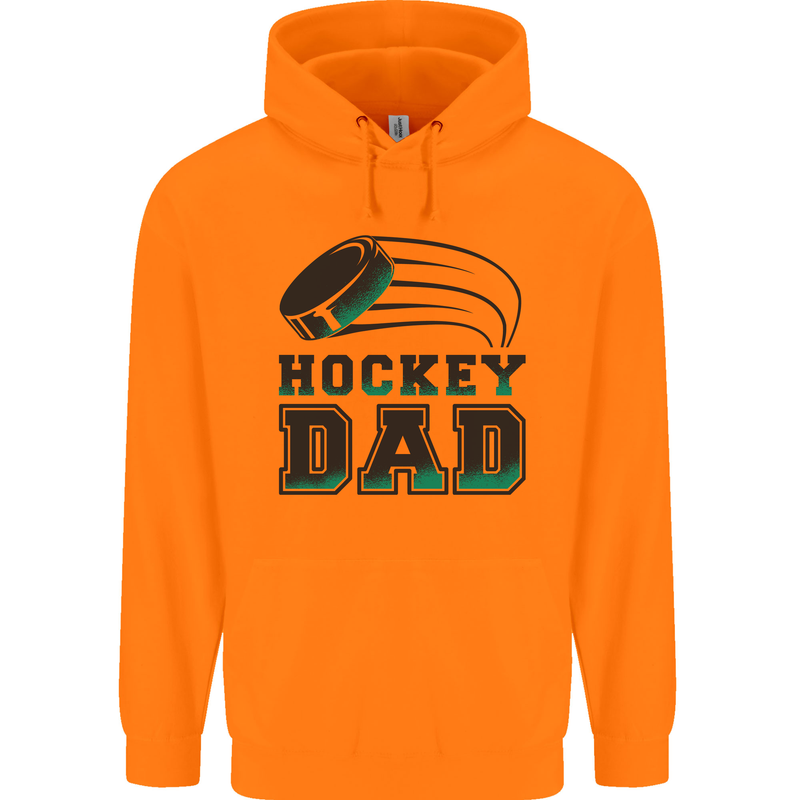 Ice Hockey Dad Fathers Day Childrens Kids Hoodie Orange