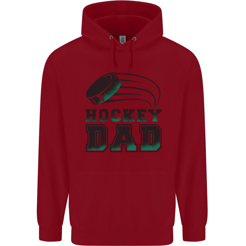 Ice Hockey Dad Fathers Day Childrens Kids Hoodie Red