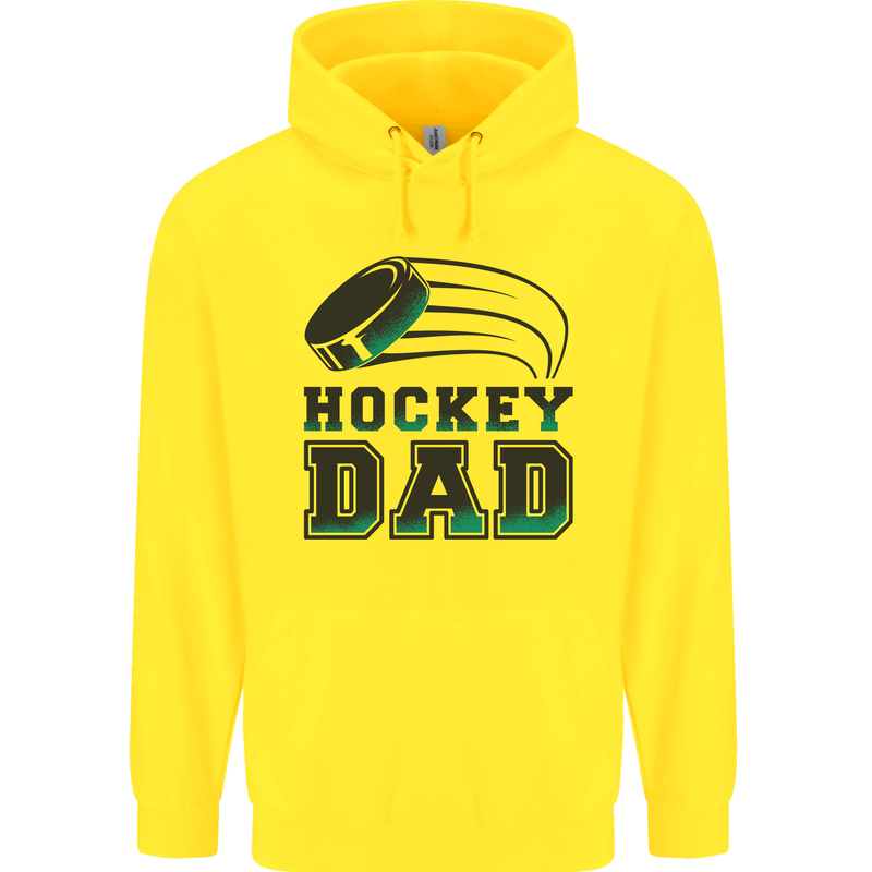 Ice Hockey Dad Fathers Day Childrens Kids Hoodie Yellow