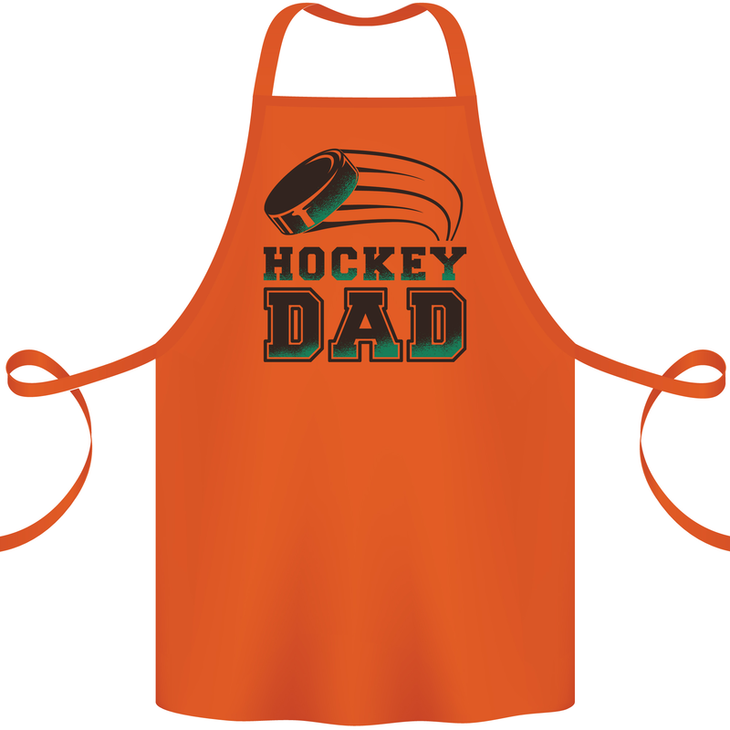 Ice Hockey Dad Fathers Day Cotton Apron 100% Organic Orange