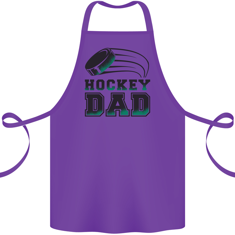 Ice Hockey Dad Fathers Day Cotton Apron 100% Organic Purple