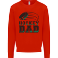 Ice Hockey Dad Fathers Day Kids Sweatshirt Jumper Bright Red
