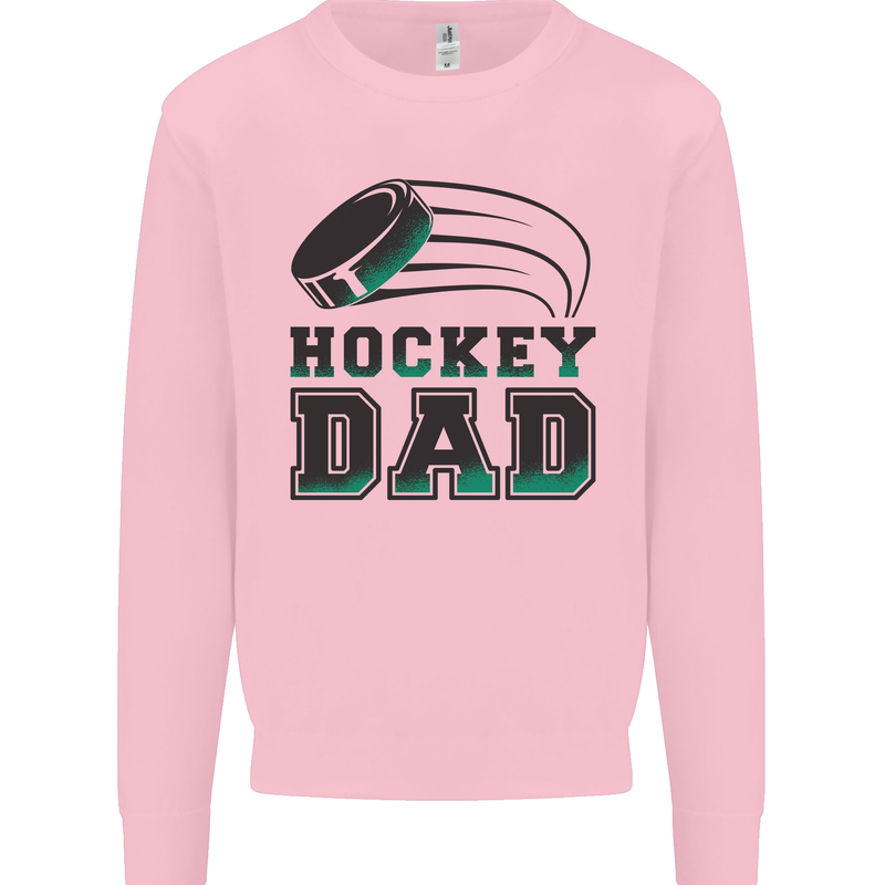 Ice Hockey Dad Fathers Day Kids Sweatshirt Jumper Light Pink
