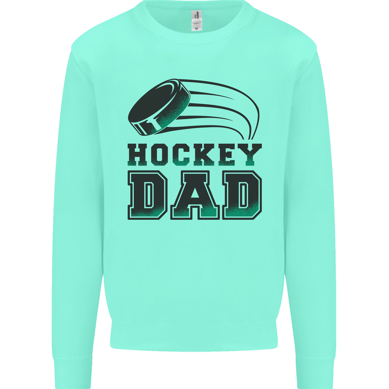 Ice Hockey Dad Fathers Day Kids Sweatshirt Jumper Peppermint
